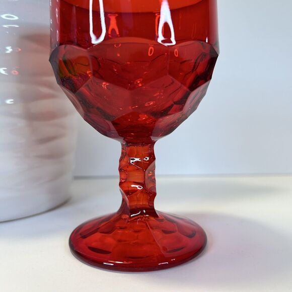 4- Vintage Viking Glass Georgian Ruby Red 4.25” Cordial Drinking Glass Goblet - Picture 5 of 10